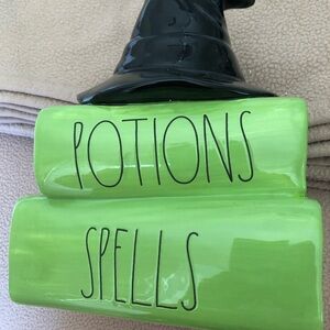 Rae Dunn Potions & Spells Books With Witches Hat Decor Whimsical